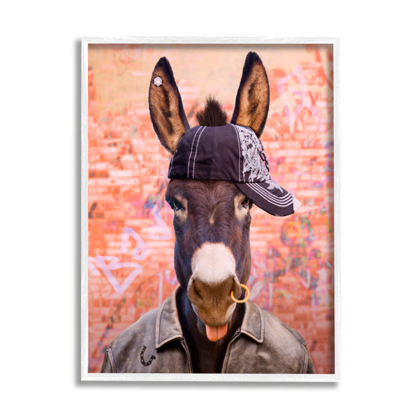 Stupell Industries Cool Trendy Donkey Wearing Hat Street Graffiti